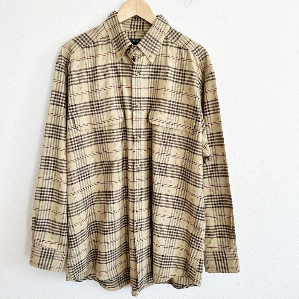 Woolrich Shirt Plaid Barley Tan Button Down Long Sleeve Classic Outdoor